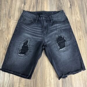 Rue21‎ Premium Mens Shorts Size 28 Black Covered Ripped